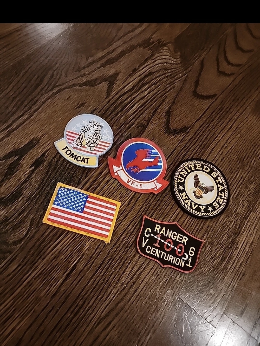Top Gun - Vintage Military Patches Lot - American Flag, Navy & Tomcat